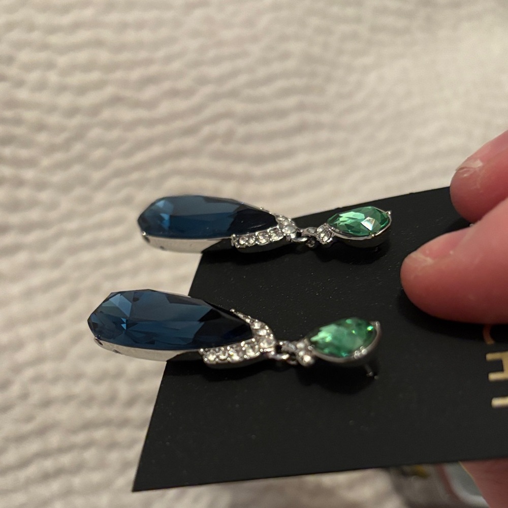 Givenchy Emerald and Sapphire Crystal Earrings - Picture 6 of 6